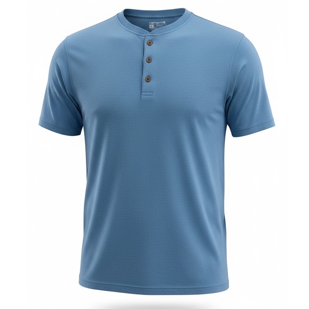 Carhartt Mens Large  Loose Fit Short Sleeve Henley Pocket T-Shirt Blue (L16) NWT